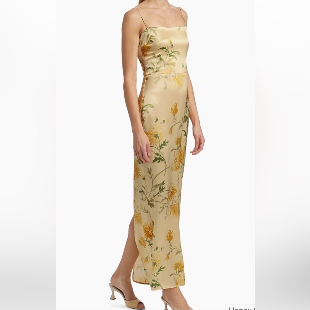 Reformation Frankie Silk Maxi Dress Gown Honeyglow Floral Party Wedding, SIZE 0 - Picture 5 of 12